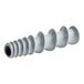 A white plastic spiral worm for a meat grinder.