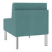 A blue Lesro Luxe Lounge Series Patriot Plus guest chair with steel legs.