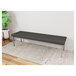 A Lesro Lenox steel bench with charcoal vinyl on a white wooden surface.