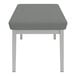 A grey Lesro Lenox steel bench with white legs and arms.
