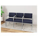 A row of navy Lesro Lenox 3-seat sofas with white frames.