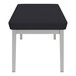 A black Lesro Lenox steel bench with black vinyl seats and a metal frame.