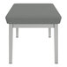 A Lesro Lenox steel bench with grey fabric and white legs.