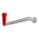A red Tre Spade handle for meat grinders.
