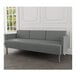 A Lesro Luxe Lounge grey fabric sofa with steel legs in a lounge area.