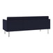 A navy blue Lesro Luxe Lounge 3-seat sofa with steel legs.