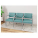 A Lesro Lenox steel sofa with blue upholstered seats and center arms.