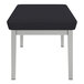 A black Lesro Lenox steel bench with black vinyl seats.
