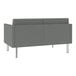 A grey Lesro Luxe loveseat with steel legs.