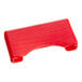 A red plastic table protector for a Tre Spade meat grinder.