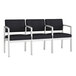 A black Lesro Lenox 3-seat sofa with center arms.