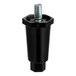 A black plastic screw with a hexagon-shaped nut on top.
