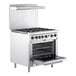 A large stainless steel Cooking Performance Group range with a convection oven door open.