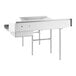 A white rectangular stainless steel dishtable with metal legs.