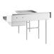 A Regency stainless steel L-shape dishtable with a drawer on top.