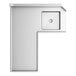 A white rectangular sink with a square drain.