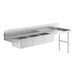 A Regency stainless steel soiled dish table with a three-compartment sink and right drainboard.