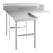 A Regency stainless steel L-shape dishtable with a long counter and corner.