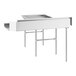 A white metal L-shape dishtable with two drawers.