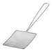 A stainless steel rectangular mesh skimmer with a handle.