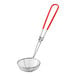 A metal wire boba scoop with a red coated handle.