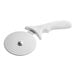 An American Metalcraft stainless steel pizza cutter with a white plastic handle.