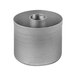 An American Metalcraft round aluminum container with a hole in it.