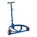 A blue cart with casters.