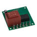 A white rectangular ServIt thermostat display and control board with brown and red electronic devices and text on it.