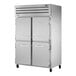 A True Spec Series reach-in freezer with two solid half doors.