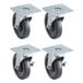 A set of 4 ServIt heavy-duty metal casters with black rubber wheels.