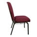 A maroon Flash Furniture church chair with black metal legs.