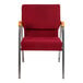 A burgundy Flash Furniture church chair with silver metal legs.