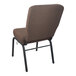 A brown Flash Furniture church chair with black metal legs.