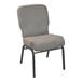 A gray Flash Furniture church chair with black legs.