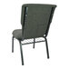 A Flash Furniture Advantage charcoal church chair with a black metal frame.