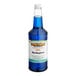 A blue bottle of Hawaiian Shaved Ice Blue Raspberry Snow Cone Syrup with a white label.