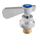 A silver and blue Regency faucet valve body with a blue and chrome handle.