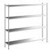 A Regency stainless steel shelving unit with four shelves.