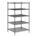 A Regency black wire shelving unit with five shelves.