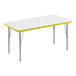 A white rectangular Correll activity table with a yellow edge.