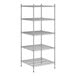 A Regency stainless steel wire shelving unit with five shelves.