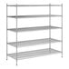 A Regency wire shelving unit with five shelves.