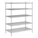 A Regency stainless steel wire shelving unit with five shelves.