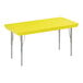 A yellow rectangular Correll activity table with silver legs.