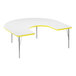 A white Correll horseshoe activity table with yellow T-mold.