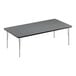 A rectangular black Correll activity table with silver legs.