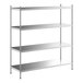 A Regency stainless steel shelving unit with four shelves.