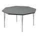 A grey hexagon Correll activity table with silver legs.