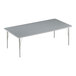 A rectangular Correll activity table with gray top and silver legs.